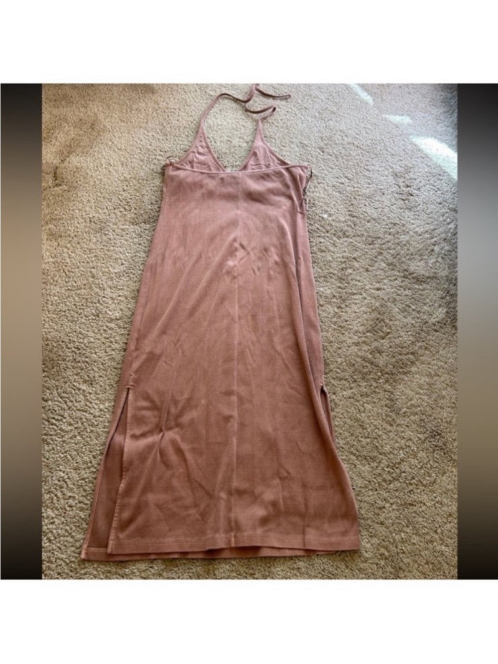Women’s Fitted Rib-Knit Halter Midi Dress - Picture 3 of 4